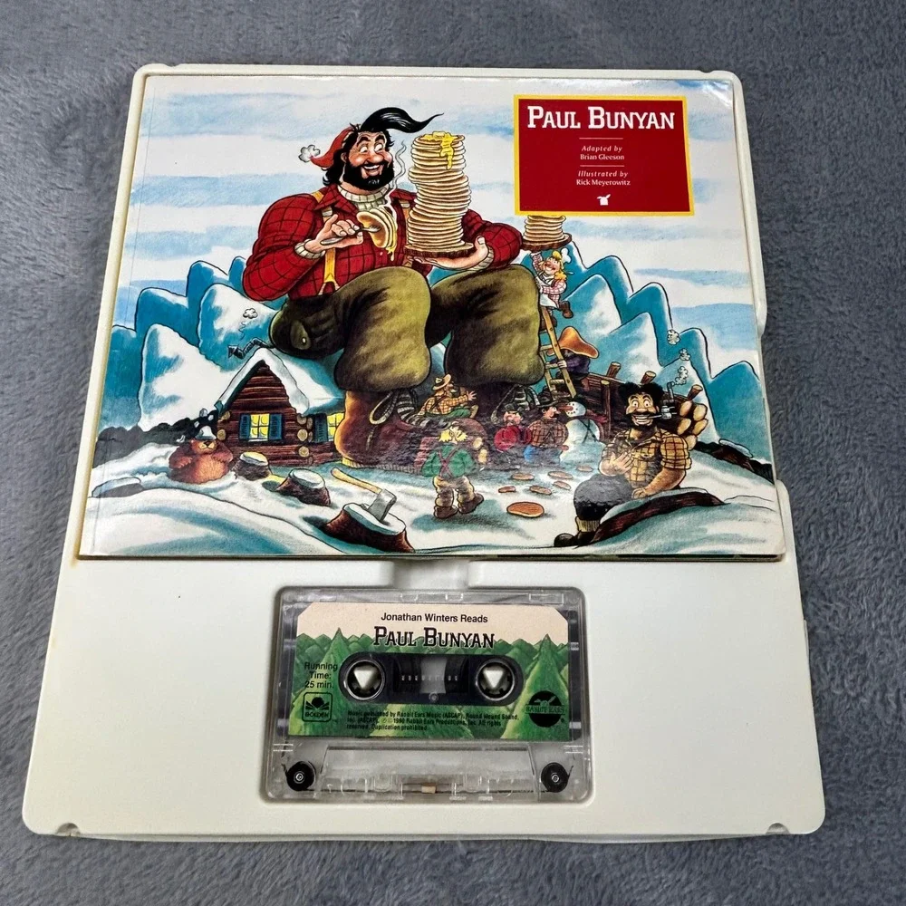 Vintage 1990 Paul Bunyan Rabbit Ears Book and Cassette Jonathan Winters Golden
